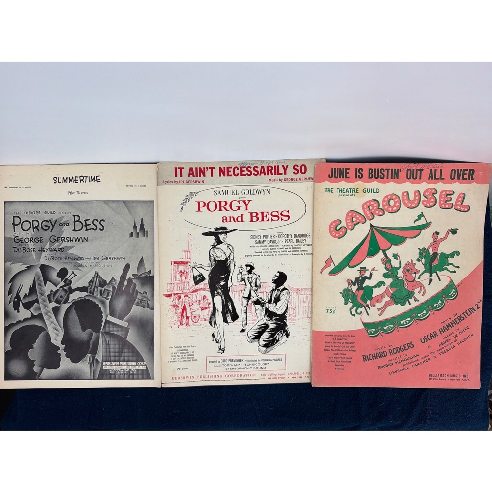 Vintage Sheet Music Lot Porgy and Bess Summertime Carousel Rodgers Hammerstein